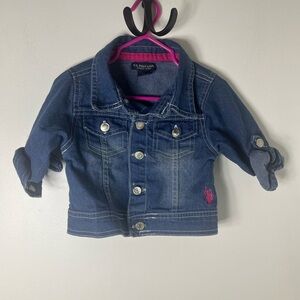 U.S. Polo Assn Toddler Denim Jacket 3T Pink Pony Logo Stretch Jean Jacke